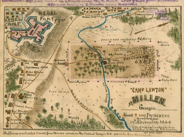 Camp Lawton at Millen, Georgia : about 8,600 prisoners confined here 14th November 1864. 1864