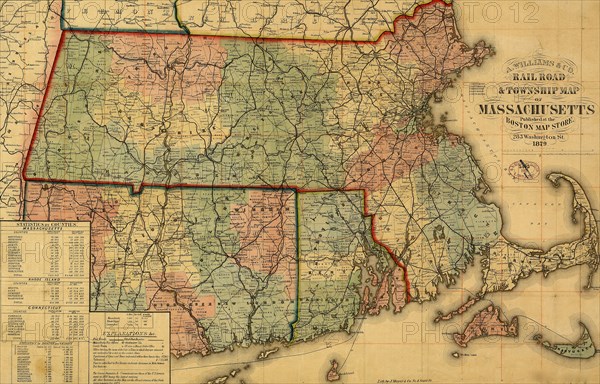Railroad & township map of Massachusetts - 1879 1879