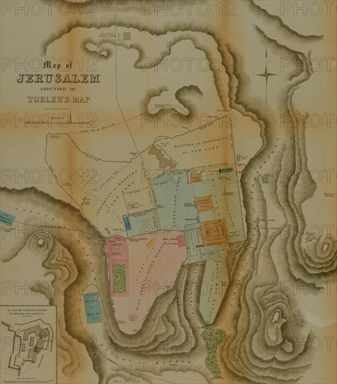 Semi-Antique Map of Jerusalem