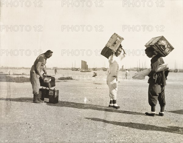 Luggage handlers at Newchwang port