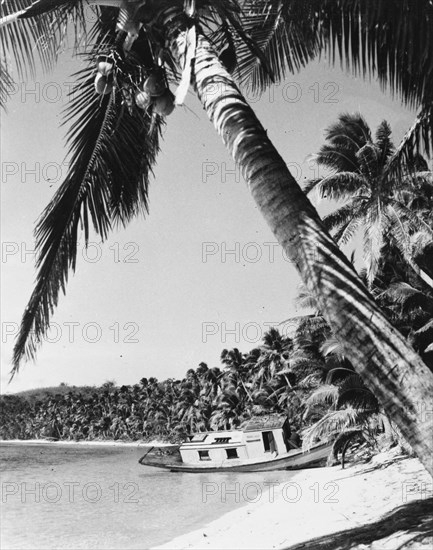 A beached boat, Fiji