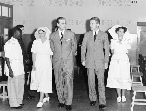 Duke of Edinburgh tours the wards of the King George VI Hospital, Nairobi