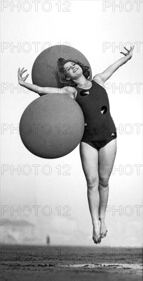 Leaping Beach Woman