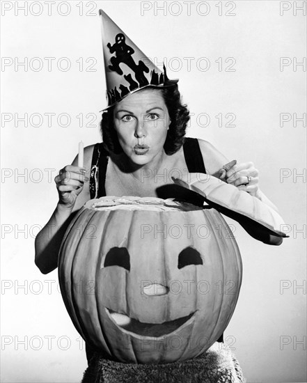 Halloween Woman And Pumpkin