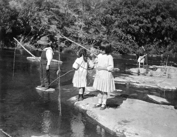 Young Children Fishing