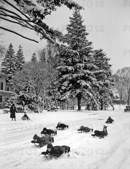 The winter's first snow brings joy to the children