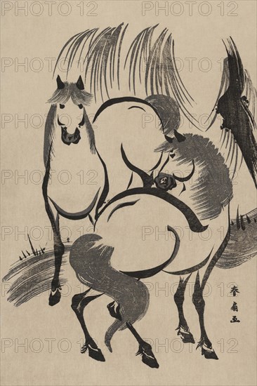 Horses under a willow tree. 1810