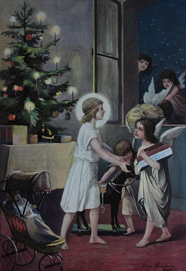 Christ child bringing gifts