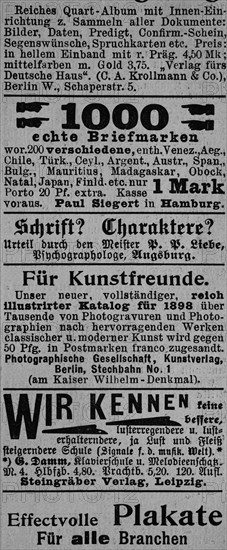 Advertising in the year 1890