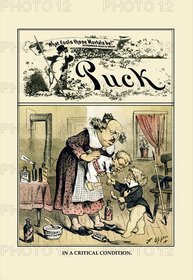 Puck Magazine: In a Critical Condition 1883