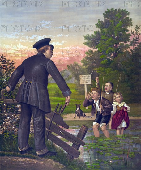 Policeman Catches Young Children in a Pond