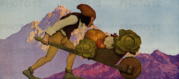 Knave of Hearts - Sprite brings wheel barrow of vegetables 1925