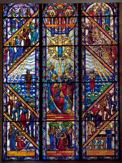 Singing Windows stained glass, designed by J&R Lamb, located in the University chapel at Tuskegee University, Tuskegee, Alabama 2010