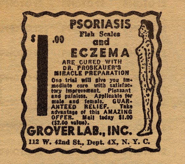 Psoriasis, Fish Scales, and Eczema - CURED - $1.00 1940