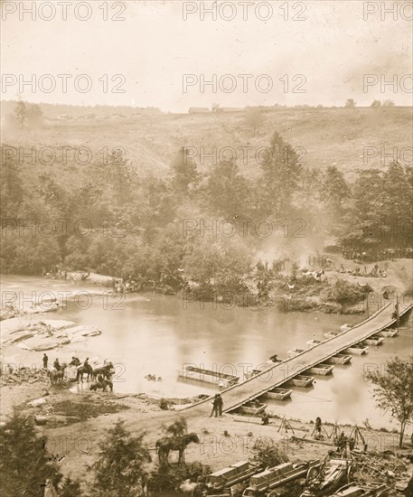 Canvas pontoon bridge across the North Anna, constructed by the 50th New York Engineers 1863