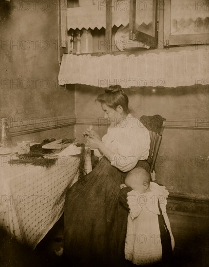 Italian woman makes willow plumes from her tenement apartment 1911