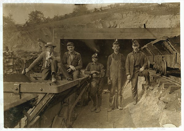 Bank Boss (on right) Brake Boy (in centre) Laura Mine, Red Star, W. Va.  1908