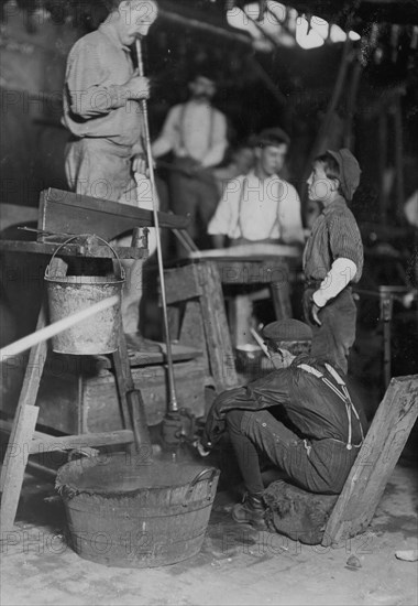 Blower and Mold Boy, Seneca Glass Works, Morgantown, W. Va. 1908