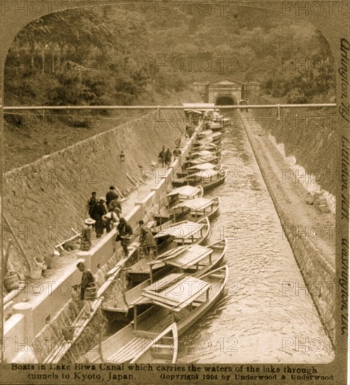 Boats in Lake Biwa Canal  1904