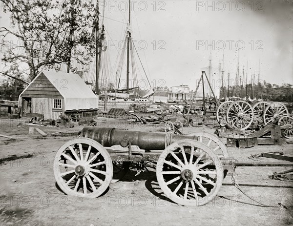 Broadway Landing, Appomattox River, Virginia. Park of artillery 1865