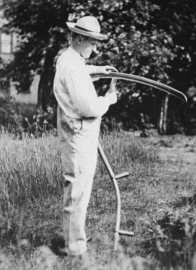 Calvin Coolidge with a Scythe