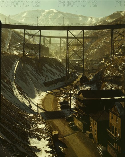 Carr Fork Canyon from "G" bridge, Bingham Copper Mine, Utah.  1939