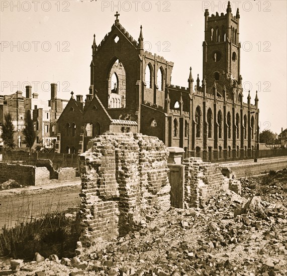 Charleston, S.C. Roman Catholic Cathedral of St. John and St. Finbar (Broad and Legare Streets) destroyed in the fire of December 1861 1861