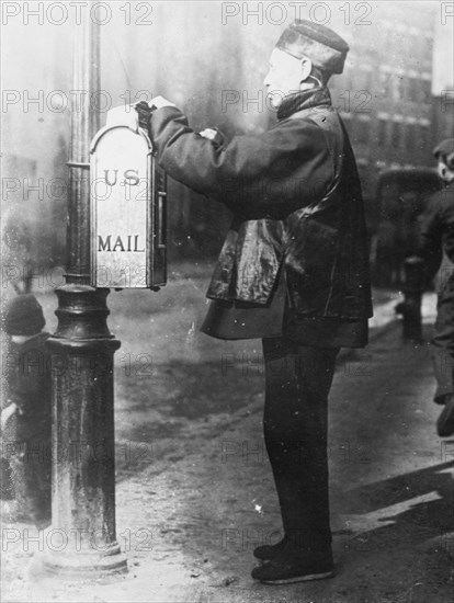 Chinaman in Native Garb Mails Letter home from US Postbox