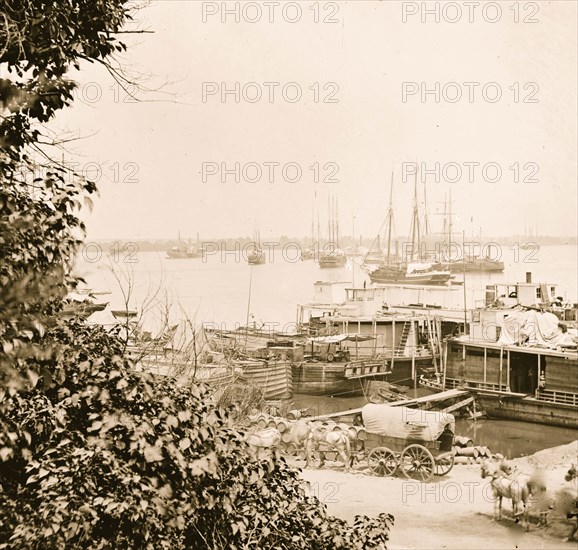 City Point, Virginia. View of barges transports, 1863