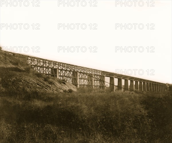 Farmville, Virginia (vicinity). High bridge of the South Side Railroad across the Appomattox 1865