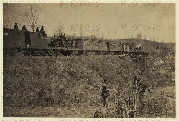 First train across Bull Run Bridge, spring of 1863 1863