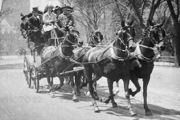 Four in Hand Coach with Wealthy on their way to Newport from Manhattan