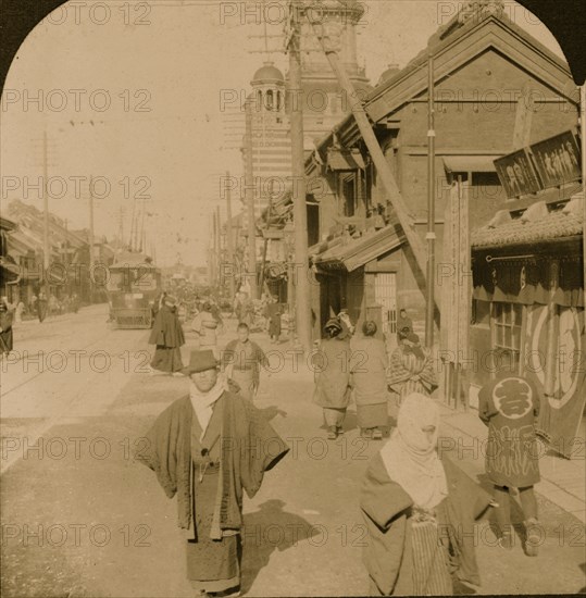 Ginza, the business end of Nihonbashi street, principal street of Tokyo, Japan 1905