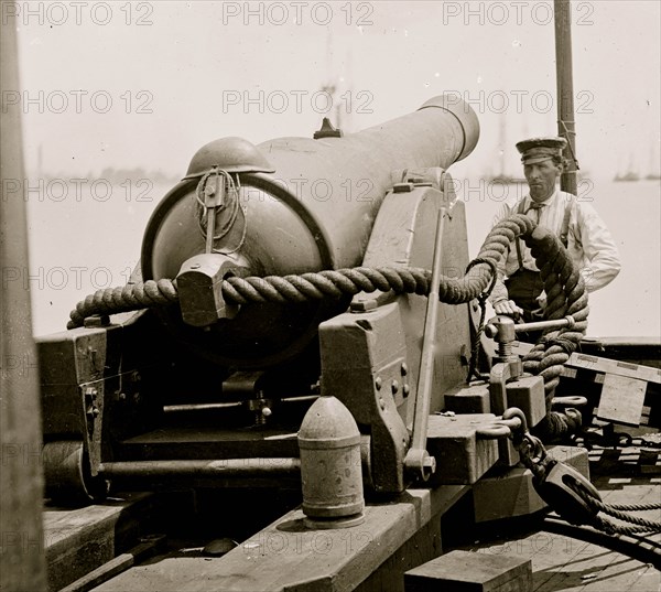 James River, Virginia. Officers on deck of U.S.S. MONITOR 1864