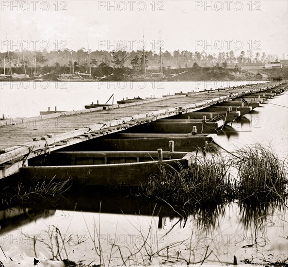 Jones' Landing, Va., vicinity. Pontoon bridge over the James, from the north bank 1863