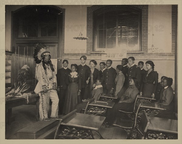 Louis Firetail in American history class, Hampton Institute 1899