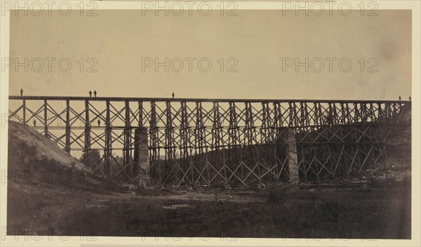 Military railroad bridge over Potomac Creek. Aquia Creek and Fredericksburg Railroad. Built by U.S.M.R.R. Construction Corps in 40 hours 1864