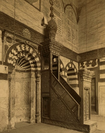 Minbar and mihrab in Mosque of Kait Bey. 1880