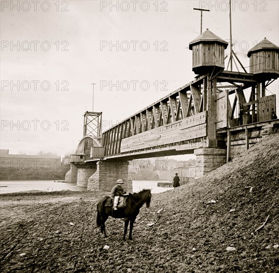 Nashville, Tenn. Fortified railroad bridge across Cumberland River 1864