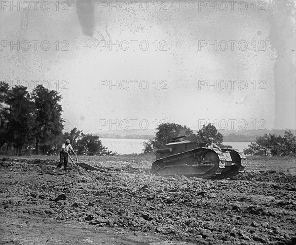 Old Plow Pulled by Tank Like Tractor 1923