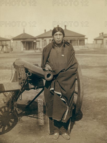 Oglala Sioux Plenty Horse Next to Cannon 1890