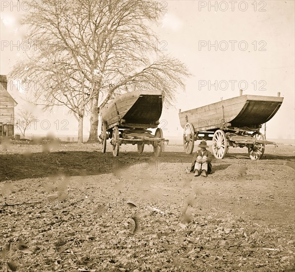 Pontoon boats on wheeled carriages 1863