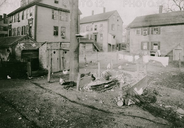 Privies, garbage dumps, etc., in back yards near Bed-bug Alley and High Street, Central Falls, R.I.  1912