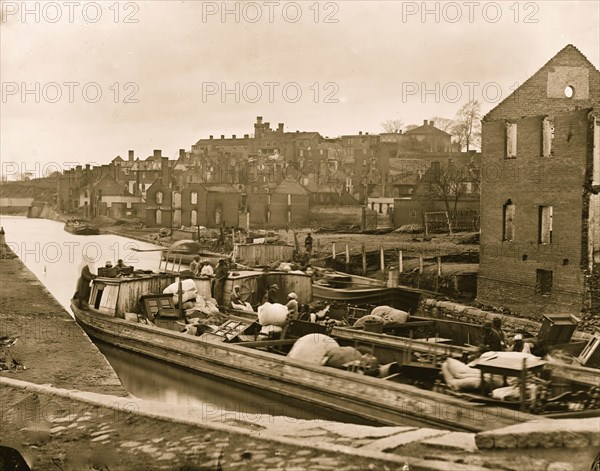 African Americans on Barges in Richmond 1865