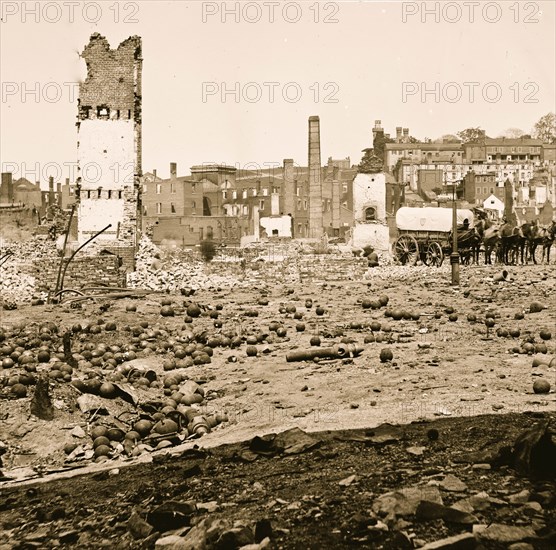 Richmond, Va. Grounds of the ruined Arsenal with scattered shot and shell 1865