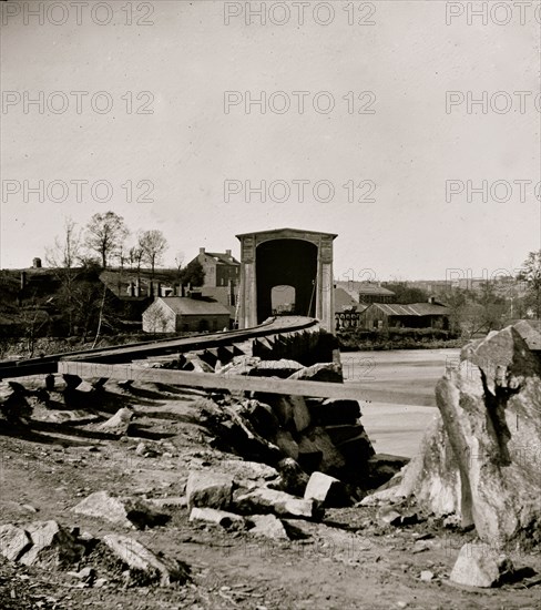 Richmond, Va. The Belle Isle railroad bridge (covered) from the south bank 1864