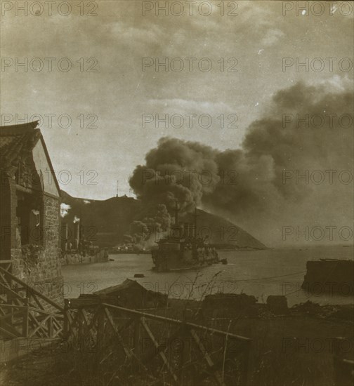 Russian warships in harbor near Golden Hill  1905