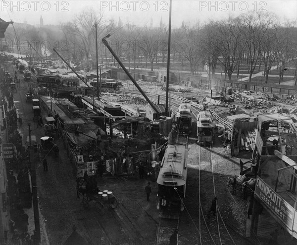 Trolley cars near Boston Commons, Boston, Massachusetts 1897