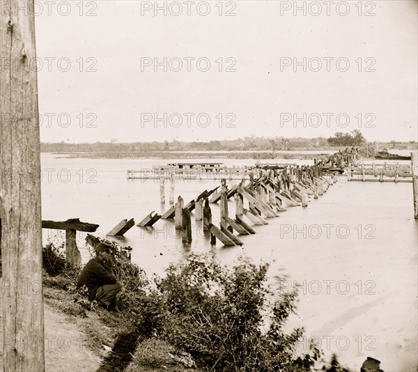 Virginia. Ruins of bridge on Richmond & York River Railroad. Destroyed June 28, 1862 to render the railroad useless to the Confederates 1862