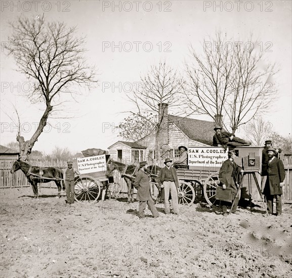 Wagons and camera of Sam A. Cooley, U.S. photographer, Department of the South 1863